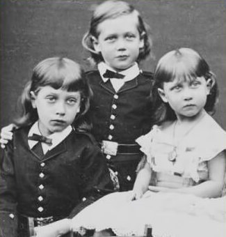 The three eldest children of Alix and Albert Edward, Princes Albert Victor, George and Princess Louise