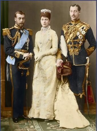 Alix with her sons Albert Victor, Duke of Clarence and Avondale and George, Duke of York